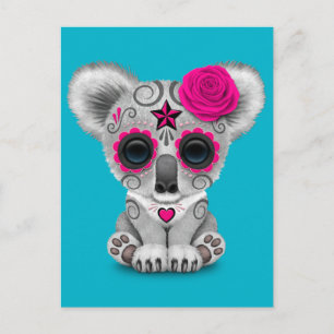 Rosa Day of the dead Sugar Skull Baby Koala Vykort