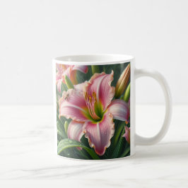 Rosa Daylily Blommigt Kaffemugg