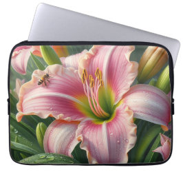 Rosa Daylily Blommigt Laptop Fodral