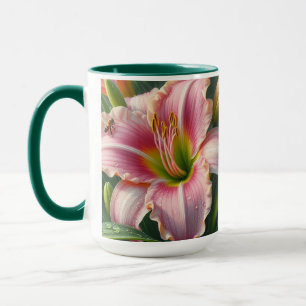 Rosa Daylily Blommigt Mugg