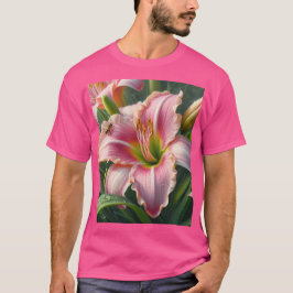 Rosa Daylily Blommigt T Shirt