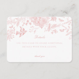 Rosa De Toile Jouy Information Card-inbjudan Infog Tilläggskort