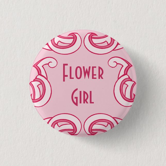 Rosa Deco "Flower Girl" Knapp (Framsida)