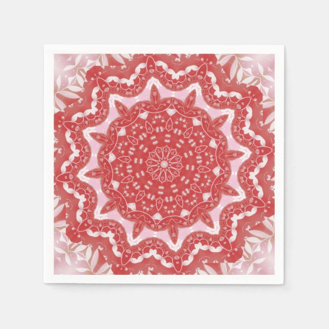 Rosa Decorative Helgdag Napkin Pappersservett (Framsidan)