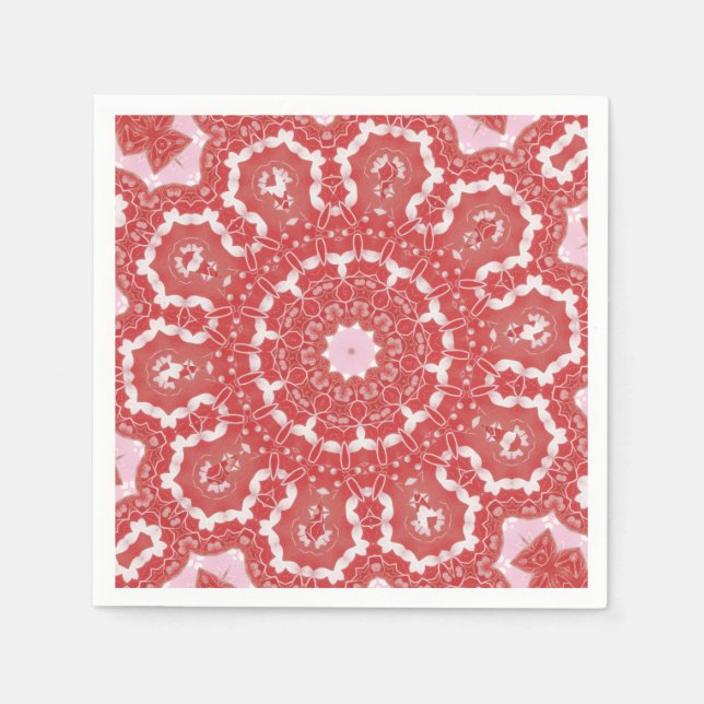 Rosa Decorative Helgdag Napkin Pappersservett (Framsidan)