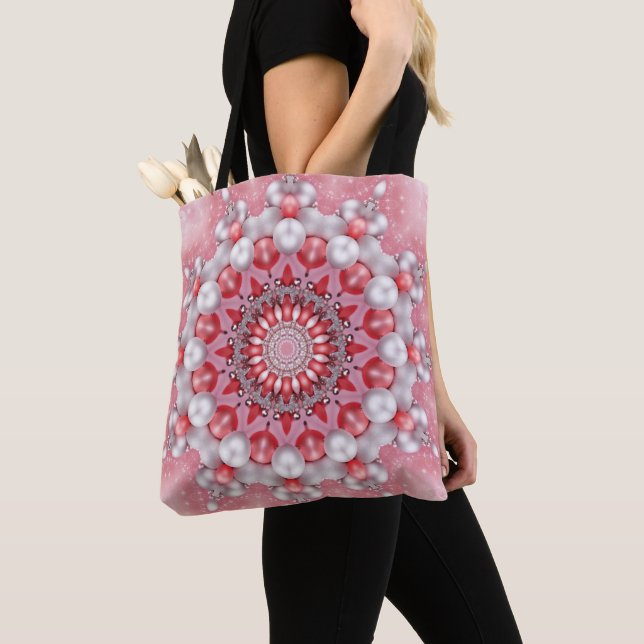 Rosa Decorative Helgdag Tote Bag Tygkasse (Närbild)