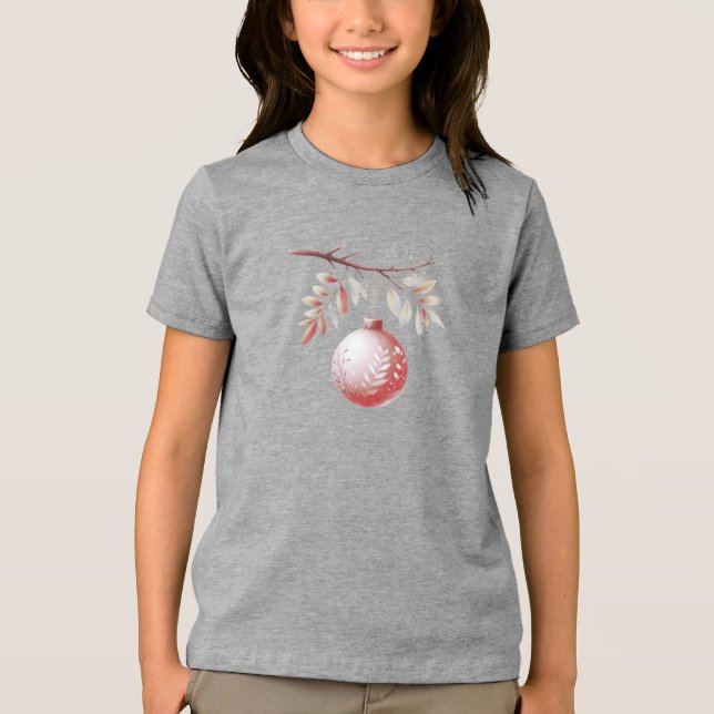 Rosa Decorative jul Boll Helgdag T-Shirt (Framsida)