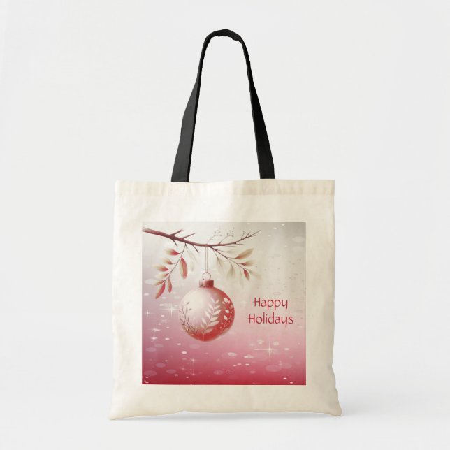 Rosa Dekorativ jul Boll Helgdag Tote Bag Tygkasse (Framsidan)