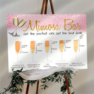 Rosa Dekorerad Mimosa Bar Bröllopsbrunch Skylt