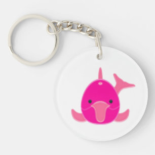 Rosa-delfin på nyckelkedjan Vit bakgrund