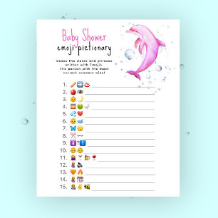 Rosa delfinbabydusch - Emoji bild-spel