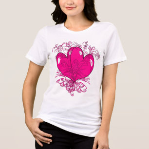Rosa Delicious Raspberry Cute Hearts Tutu Cute T-shirt I Triblend-tyg