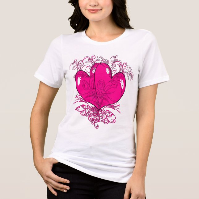Rosa Delicious Raspberry Cute Hearts Tutu Cute T-shirt I Triblend-tyg (Framsida)