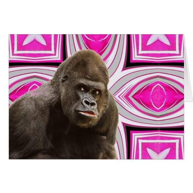 Rosa Delight Gorilla Hälsningskort (Framsidan Horizontal)