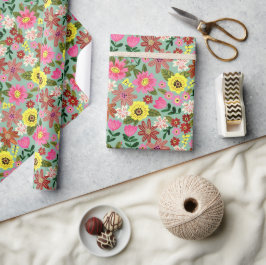 Rosa, den moderna daisy blommigten påsk vår mönste presentpapper