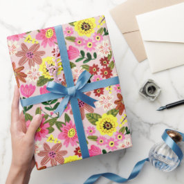 Rosa, den moderna daisyn blommigt påsk vår mönster presentpapper