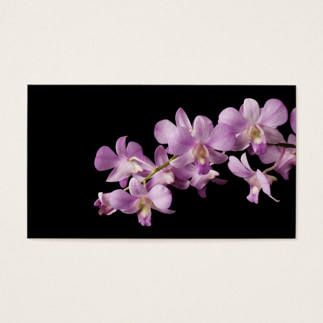 Rosa Dendrobium Orchid Flower on Black - Orchids Visitkort (Framsidan)