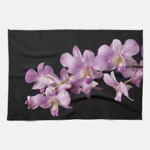 Rosa DendrobiumOrchidblomma på svarten - Orchids Kökshandduk