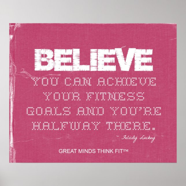 Rosa Denim Fitness Quote att tro Poster (Framsidan)