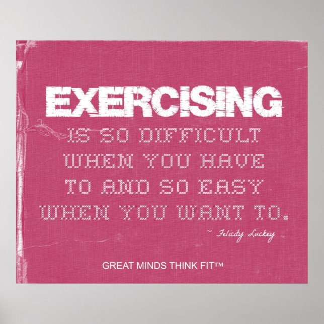Rosa Denim Fitness Quote for Exercise Motivation Poster (Framsidan)