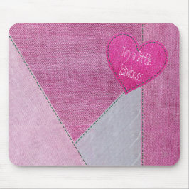 Rosa Denim Heart med citattmusknapp Musmatta