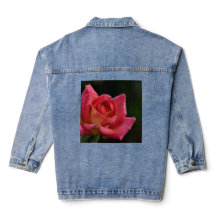 Rosa Denimjacka Med Ros