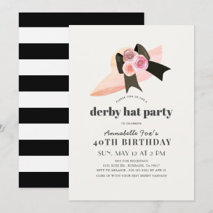 Rosa Derby Hat Ro Födelsedagsfest Inbjudningar
