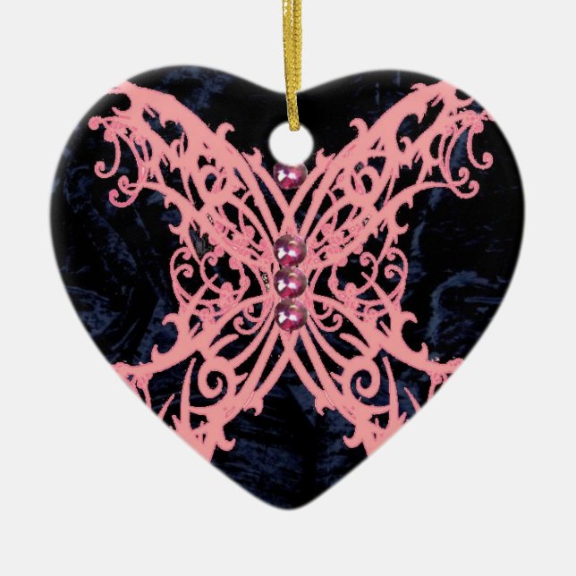 Rosa design för Dragonfly/marinsammet Julgransprydnad Keramik (Framsidan)