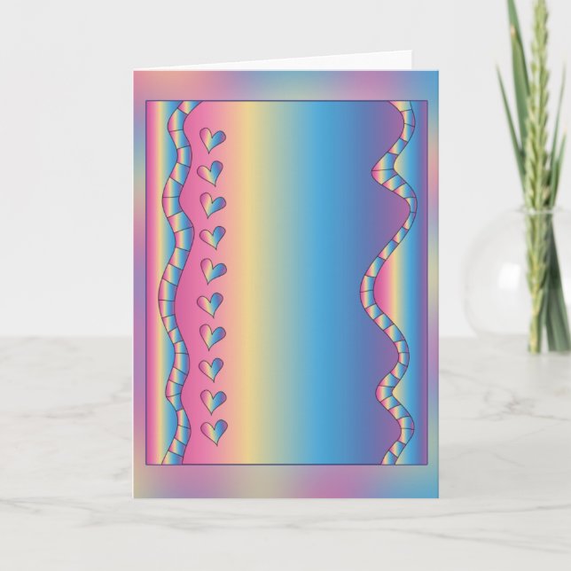 Rosa design med hjärtan helgkort (Framsida)