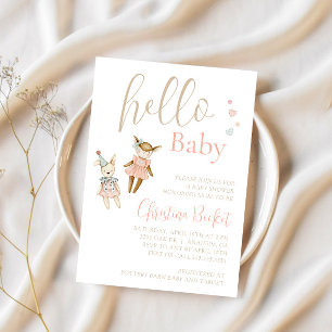 Rosa Det är en Leksak Rustic Baby Shower Vintage G Inbjudningar