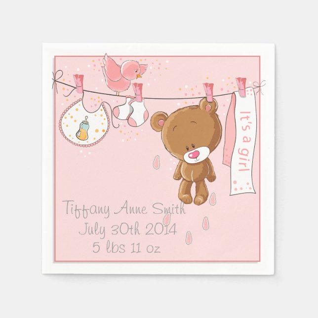 Rosa Det är en Party Napkins, en barnskötare för f Pappersservett (Framsidan)