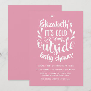 Rosa Det är kallt ute Baby Shower / Sprinkle Inbjudningar