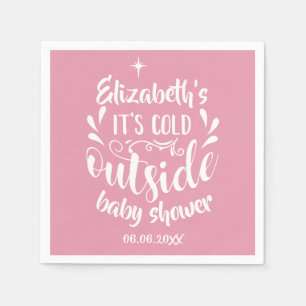 Rosa Det är kallt ute baby shower/sprinkle Pappersservett