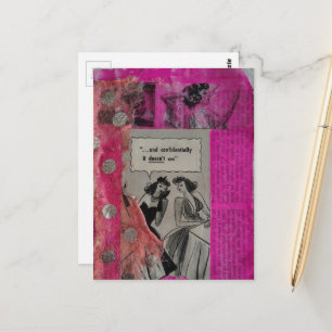 Rosa det luktar inte Mixed Media Collage Vykort