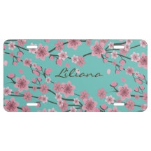 Rosa Detailed Cherry Blommar Träd Teal