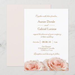 Rosa Dewy Ro Blommigt White Guld Bröllop Inbjudningar