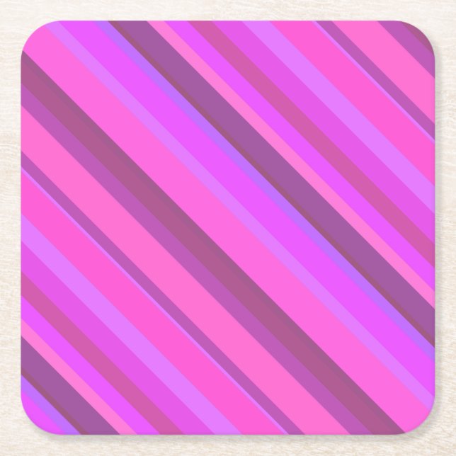 Rosa diagonal rand underlägg papper kvadrat (Framsidan)