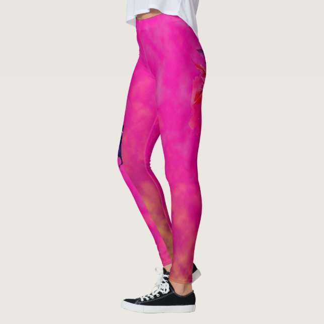 rosa diamant blommigt leggings (Vänster)