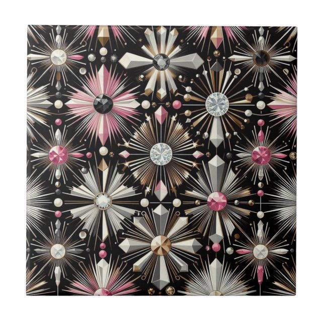 Rosa diamant Mid Century Modern  Kakelplatta (Framsidan)