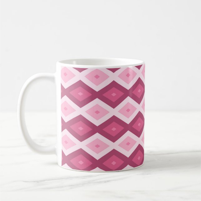 Rosa diamant mönster kaffemugg (Vänster)