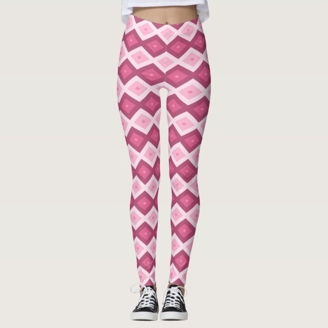 Rosa diamant mönster leggings (Framsida)