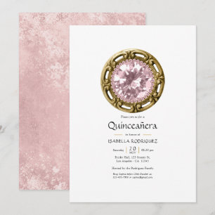 Rosa Diamant Quinceañera Inbjudningar