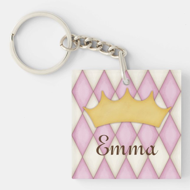 Rosa diamantcheck Personlig namn prinsessa (Framsidan)