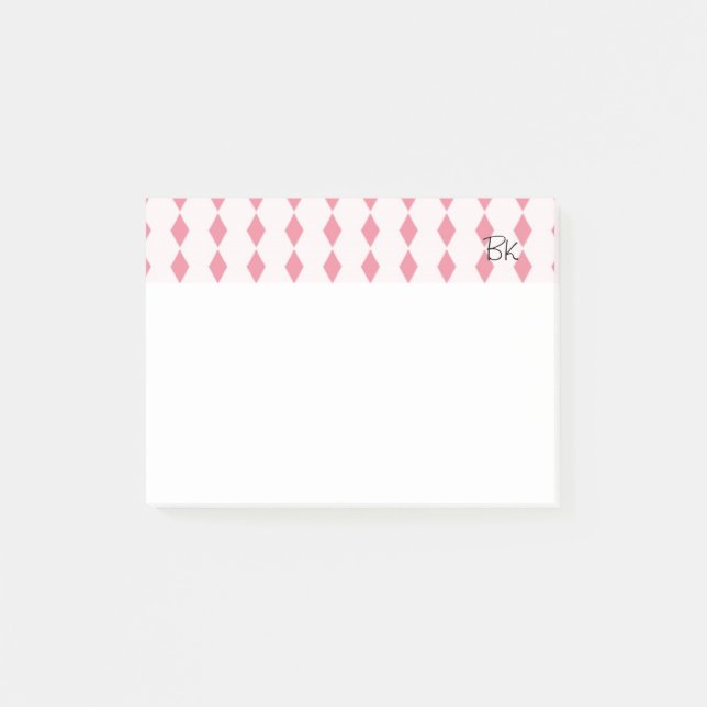 Rosa Diamanter med Initialer Post-it Block (Framsida)