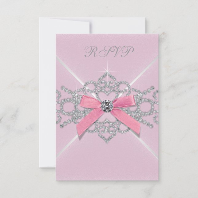 Rosa diamanter Rosa Sweet 16 födelsedagsfest RSVP OSA Kort (Framsida)