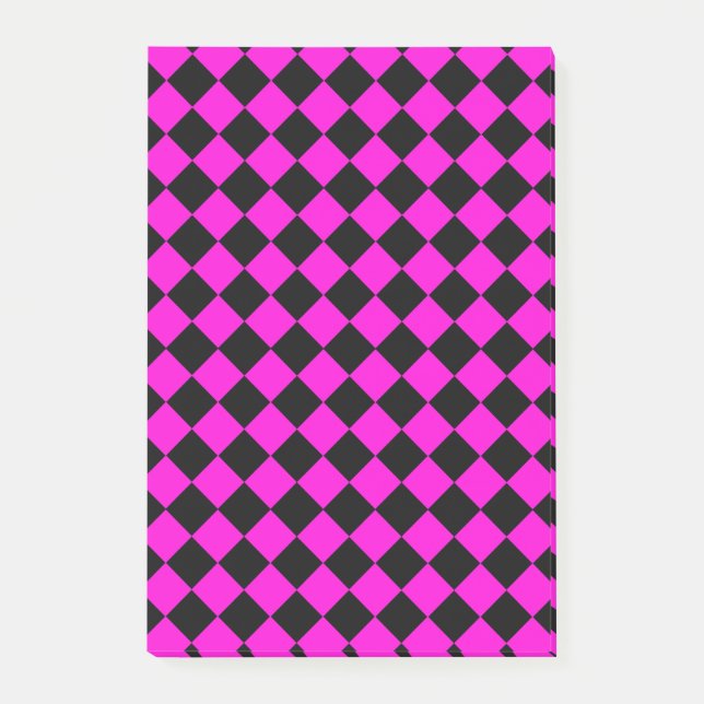 Rosa diamantmönster med schackrutemönster post-it block (Framsida)