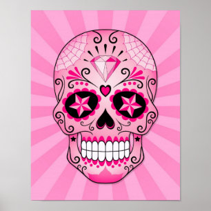 Rosa diamantsockerskalle poster