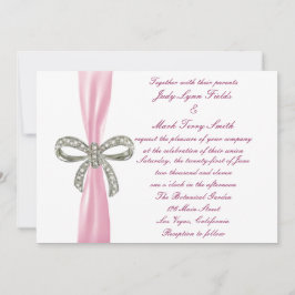 Rosa Diamond Bow Bow-inbjudan Inbjudningar