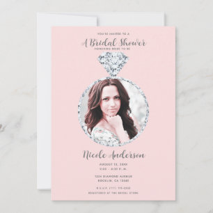 Rosa Diamond Bröllop Bling Ring Möhippa Inbjudningar