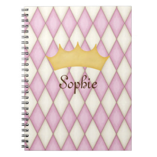 Rosa Diamond Check Personlig Namn Princess Anteckningsbok